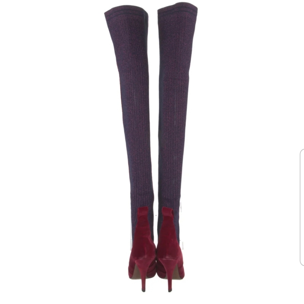Fendi rare Velvet Colorblock Pattern Thigh High Sock Boots size 7. - Picture 5 of 6